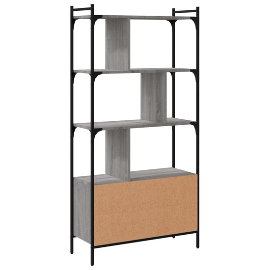 Boekenkast met deuren 76,5x30x154,5 cm hout grijs sonoma eiken MeubelReus