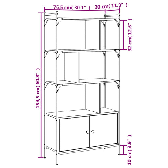 Boekenkast met deuren 76,5x30x154,5 cm hout grijs sonoma eiken MeubelReus