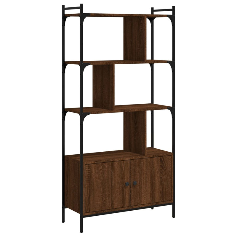 Boekenkast met deuren 76,5x30x154,5 cm hout bruin eikenkleur MeubelReus