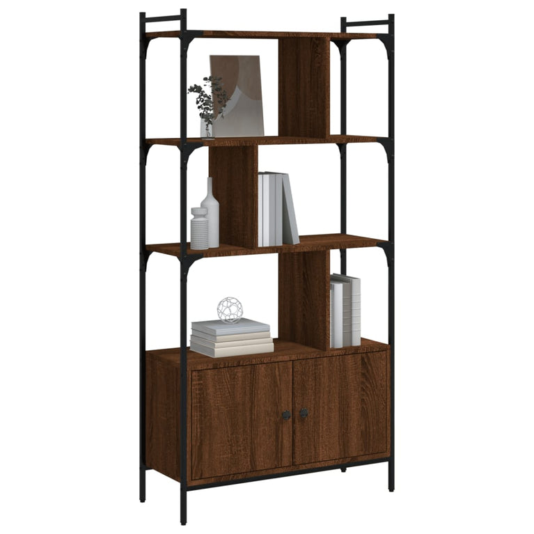 Boekenkast met deuren 76,5x30x154,5 cm hout bruin eikenkleur MeubelReus