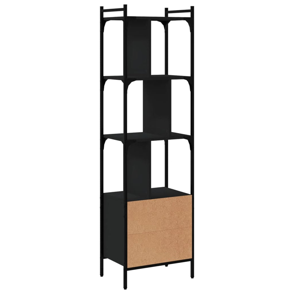Boekenkast met deur 44,5x30x154,5 cm bewerkt hout zwart MeubelReus