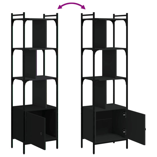 Boekenkast met deur 44,5x30x154,5 cm bewerkt hout zwart MeubelReus