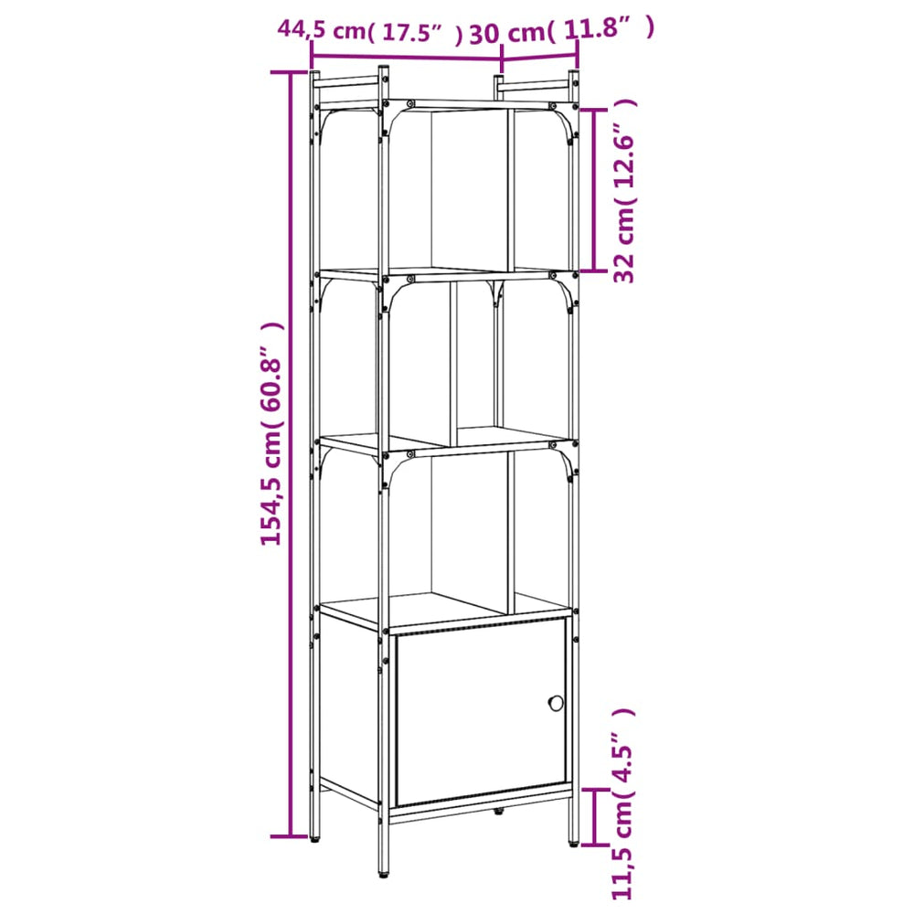 Boekenkast met deur 44,5x30x154,5 cm hout bruin eikenkleur MeubelReus