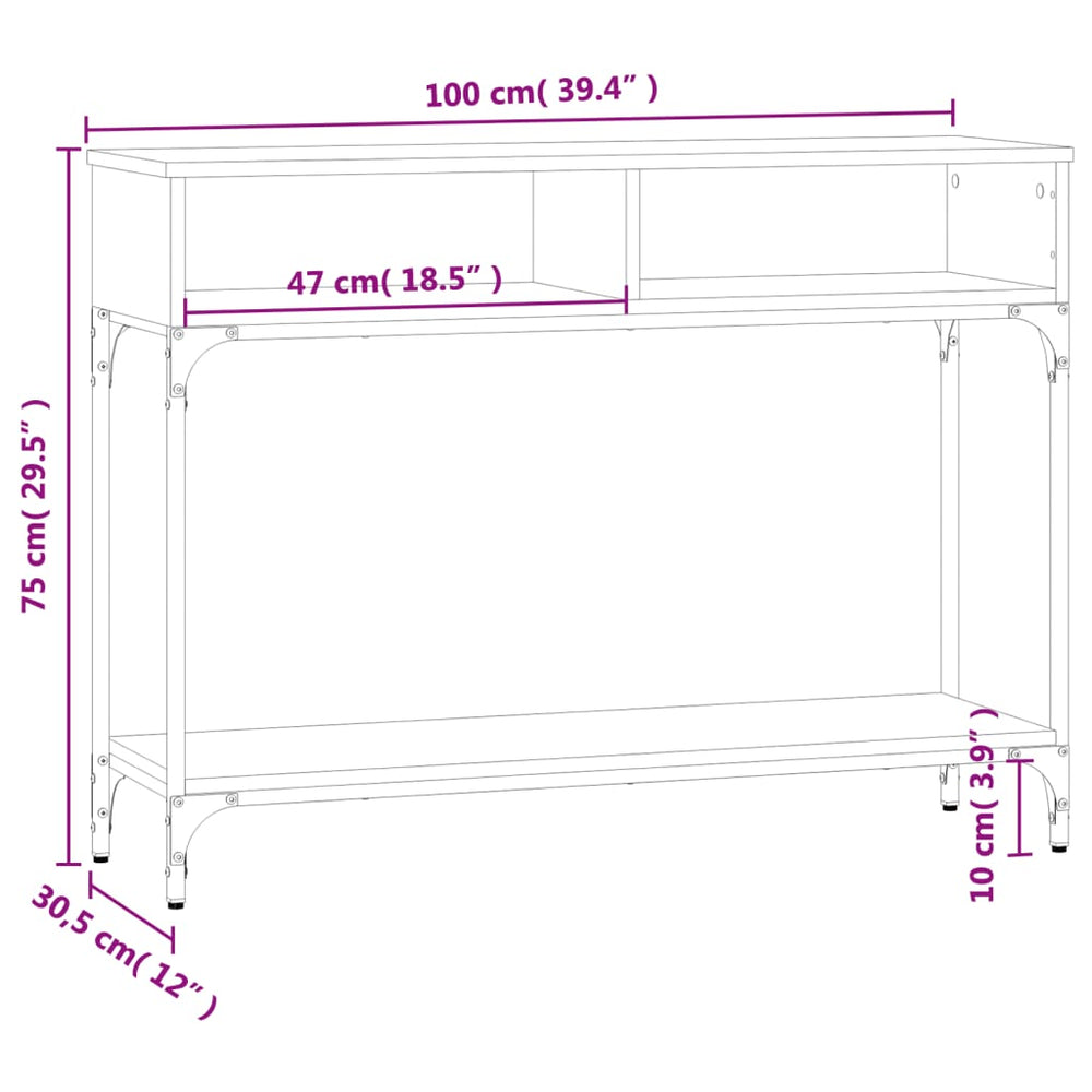 Wandtafel 100x30,5x75 cm bewerkt hout gerookt eikenkleurig MeubelReus