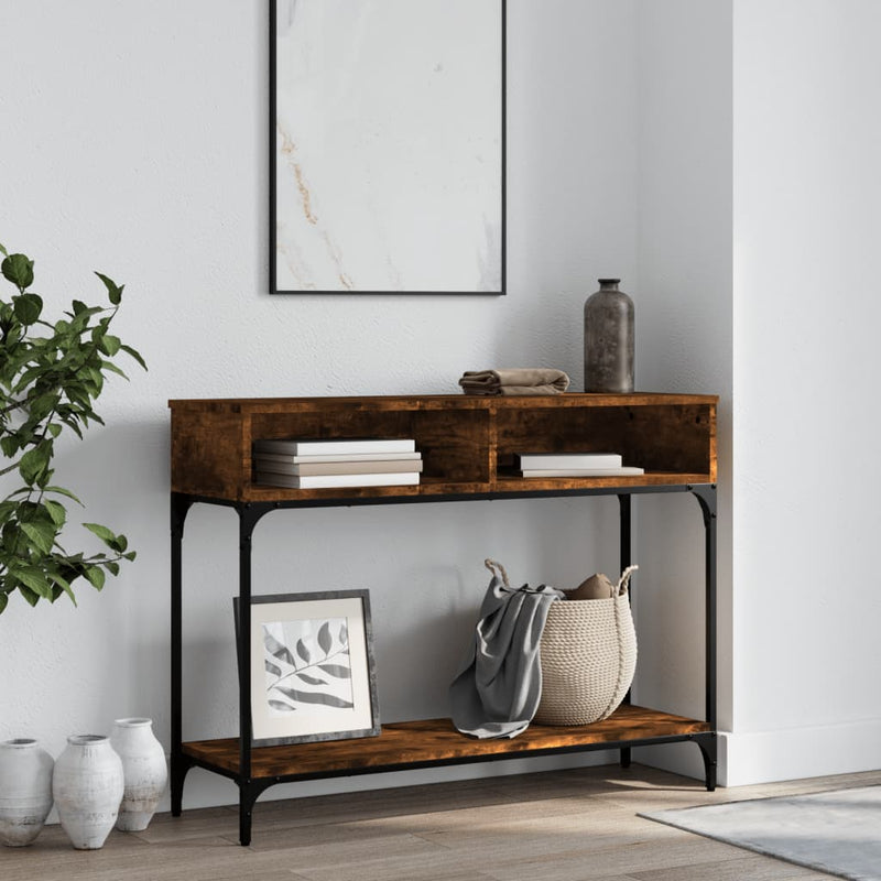 Wandtafel 100x30,5x75 cm bewerkt hout gerookt eikenkleurig MeubelReus