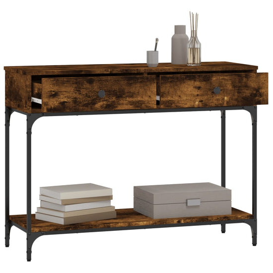 Wandtafel 100x34,5x75 cm bewerkt hout gerookt eikenkleurig MeubelReus