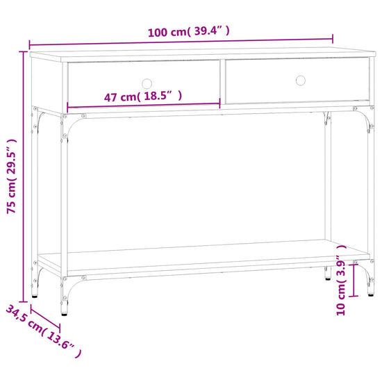 Wandtafel 100x34,5x75 cm bewerkt hout gerookt eikenkleurig MeubelReus