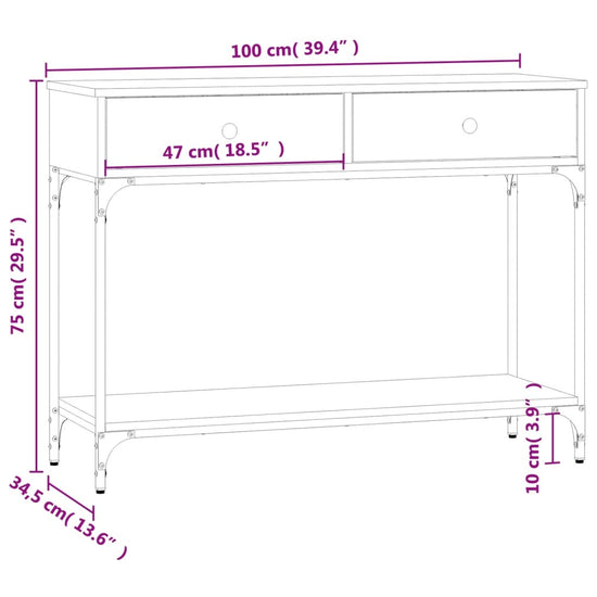 Wandtafel 100x34,5x75 cm bewerkt hout grijs sonoma eikenkleurig MeubelReus