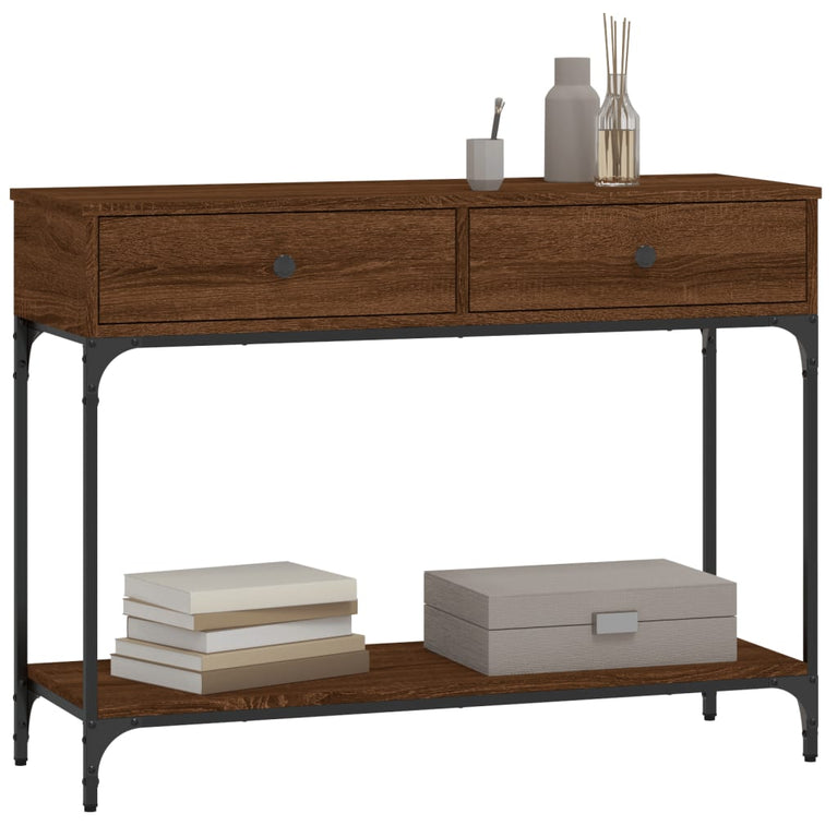 Wandtafel 100x34,5x75 cm bewerkt hout bruin eikenkleur MeubelReus