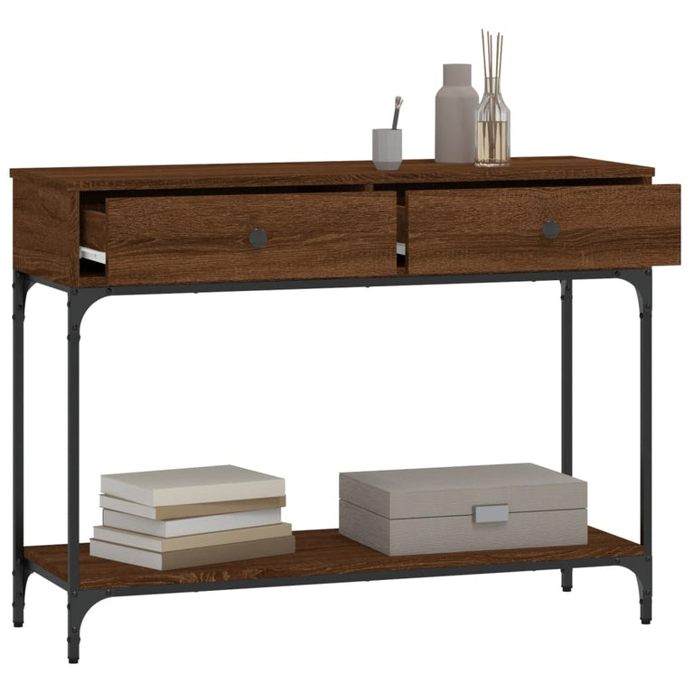 Wandtafel 100x34,5x75 cm bewerkt hout bruin eikenkleur MeubelReus
