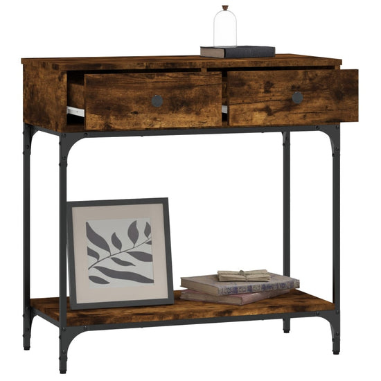 Wandtafel 75x34,5x75 cm bewerkt hout gerookt eikenkleurig MeubelReus