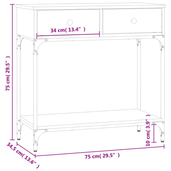 Wandtafel 75x34,5x75 cm bewerkt hout gerookt eikenkleurig MeubelReus
