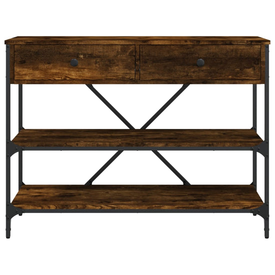 Wandtafel met lades en schappen bewerkt hout gerookt eikenkleur MeubelReus