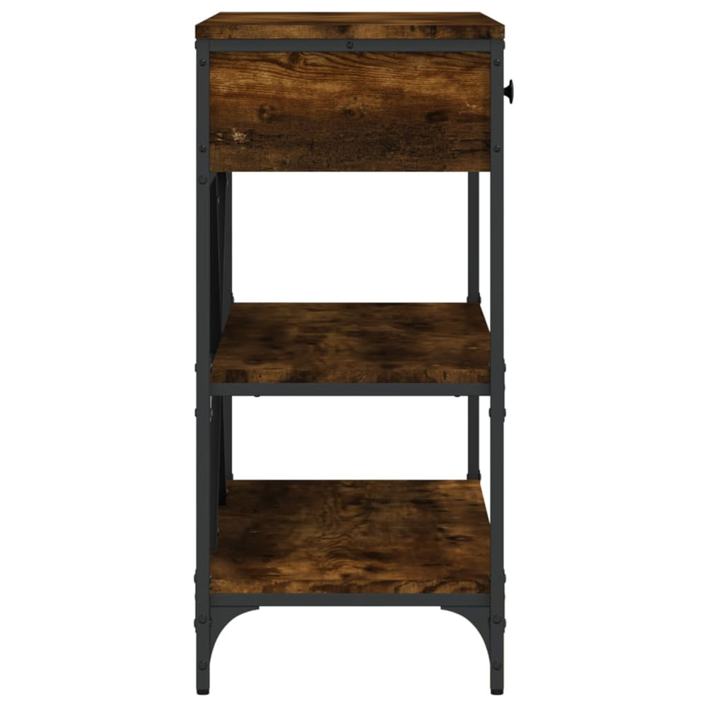 Wandtafel met lades en schappen bewerkt hout gerookt eikenkleur MeubelReus