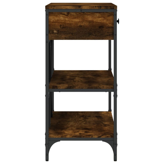 Wandtafel met lades en schappen bewerkt hout gerookt eikenkleur MeubelReus