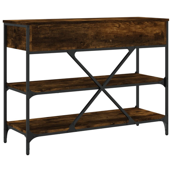 Wandtafel met lades en schappen bewerkt hout gerookt eikenkleur MeubelReus