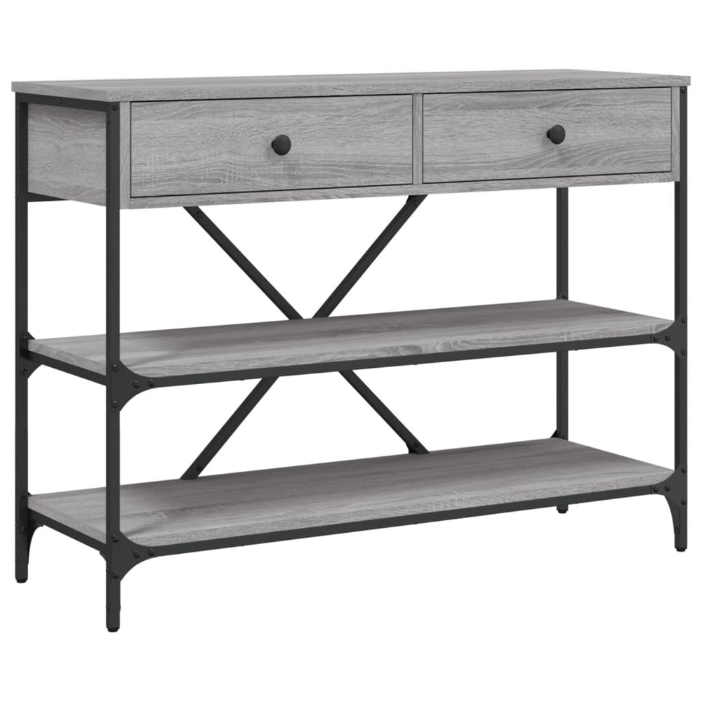 Wandtafel met lades en schappen bewerkt hout grijs sonoma eiken MeubelReus