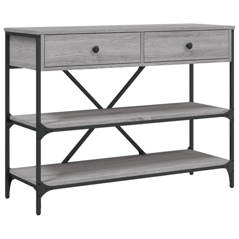 Wandtafel met lades en schappen bewerkt hout grijs sonoma eiken MeubelReus