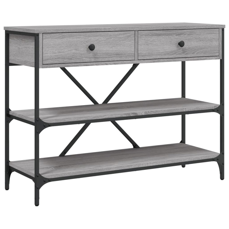 Wandtafel met lades en schappen bewerkt hout grijs sonoma eiken MeubelReus