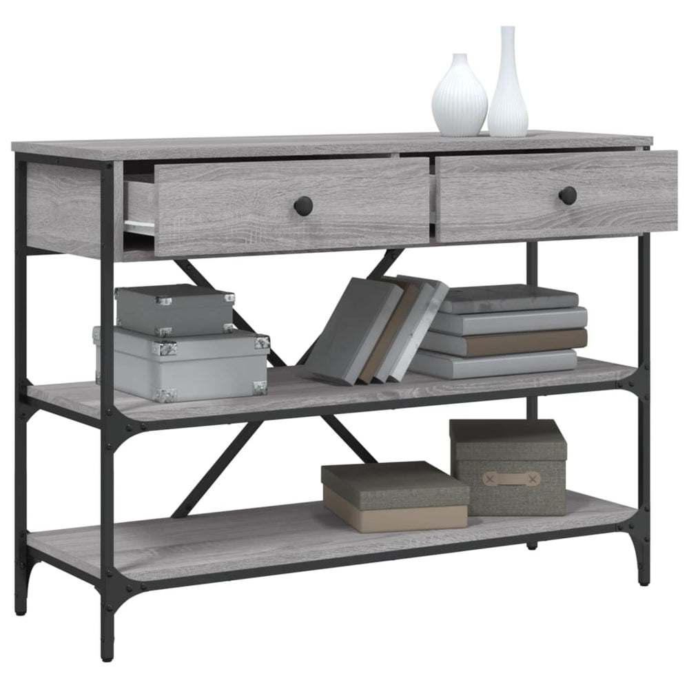 Wandtafel met lades en schappen bewerkt hout grijs sonoma eiken MeubelReus