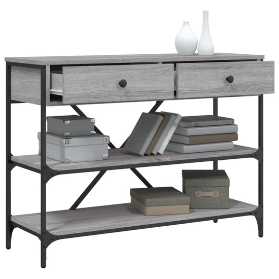 Wandtafel met lades en schappen bewerkt hout grijs sonoma eiken MeubelReus