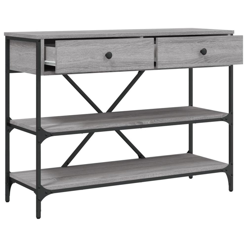 Wandtafel met lades en schappen bewerkt hout grijs sonoma eiken MeubelReus