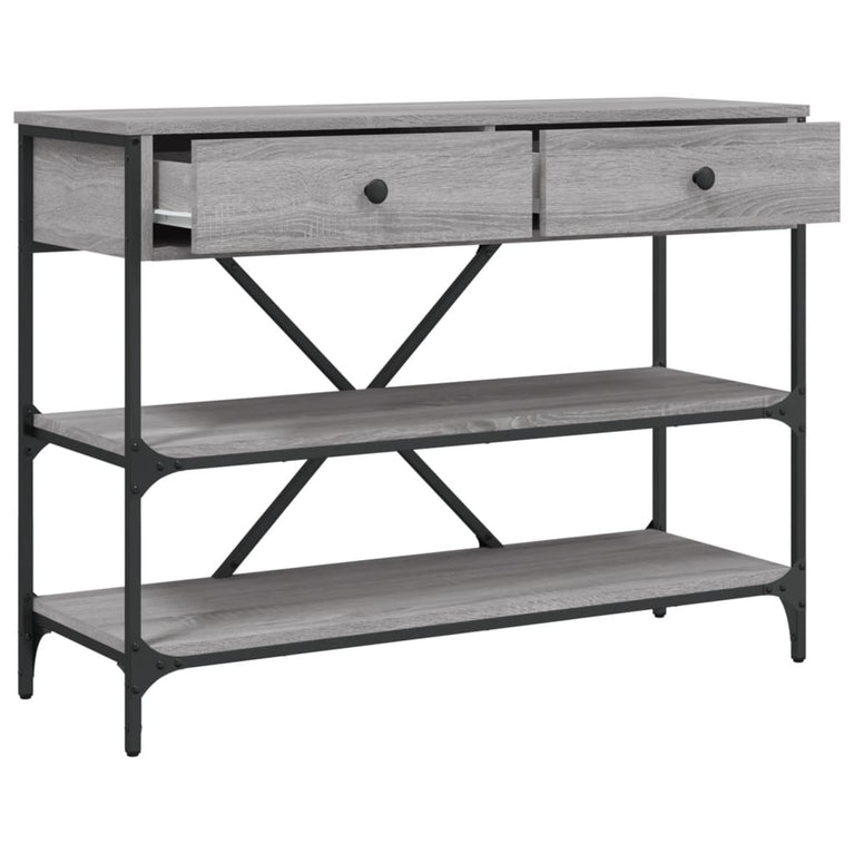 Wandtafel met lades en schappen bewerkt hout grijs sonoma eiken MeubelReus