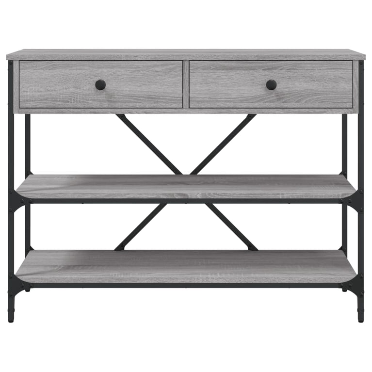 Wandtafel met lades en schappen bewerkt hout grijs sonoma eiken MeubelReus