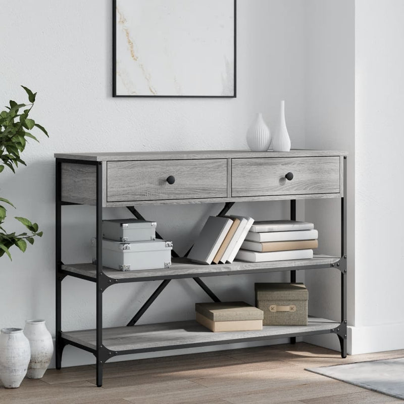 Wandtafel met lades en schappen bewerkt hout grijs sonoma eiken MeubelReus