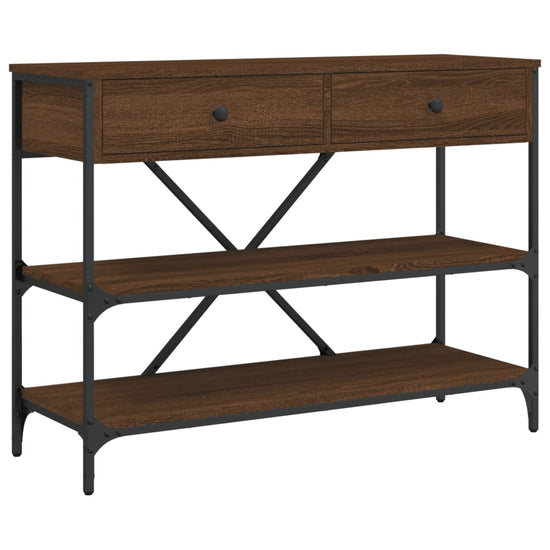 Wandtafel met lades en schappen bewerkt hout bruin eikenkleur MeubelReus
