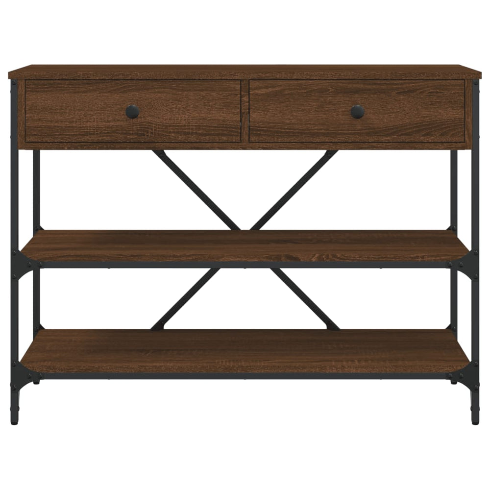 Wandtafel met lades en schappen bewerkt hout bruin eikenkleur MeubelReus