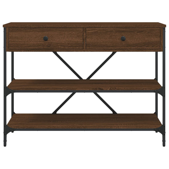Wandtafel met lades en schappen bewerkt hout bruin eikenkleur MeubelReus