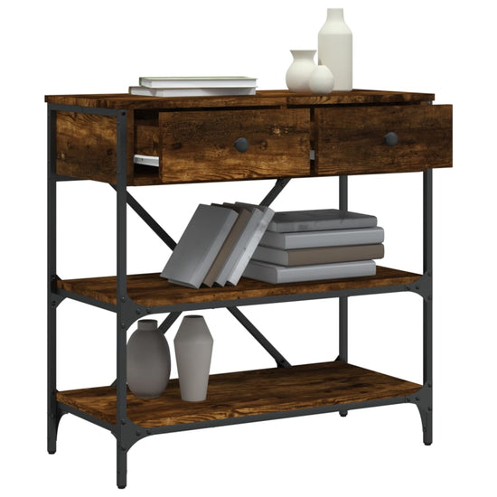 Wandtafel 75x34,5x75 cm bewerkt hout gerookt eikenkleurig MeubelReus