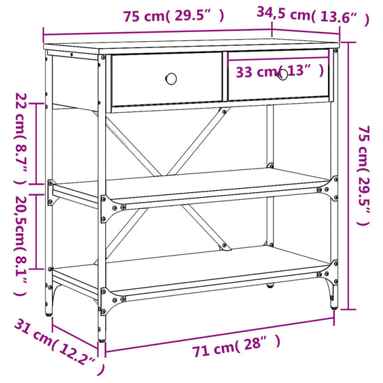 Wandtafel 75x34,5x75 cm bewerkt hout gerookt eikenkleurig MeubelReus