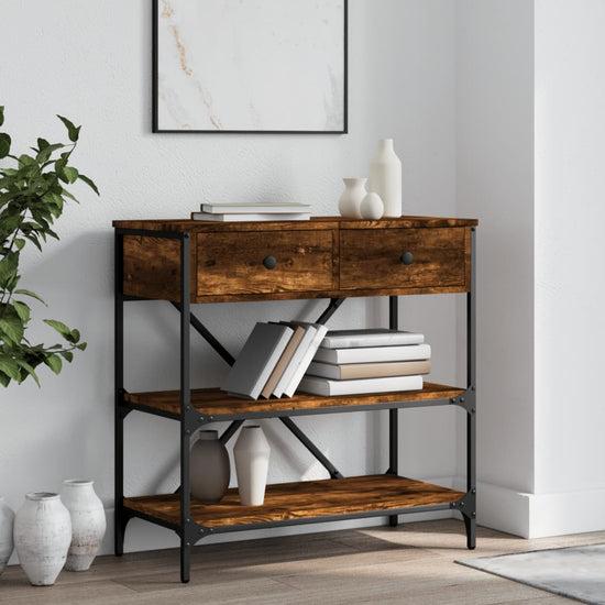 Wandtafel 75x34,5x75 cm bewerkt hout gerookt eikenkleurig MeubelReus