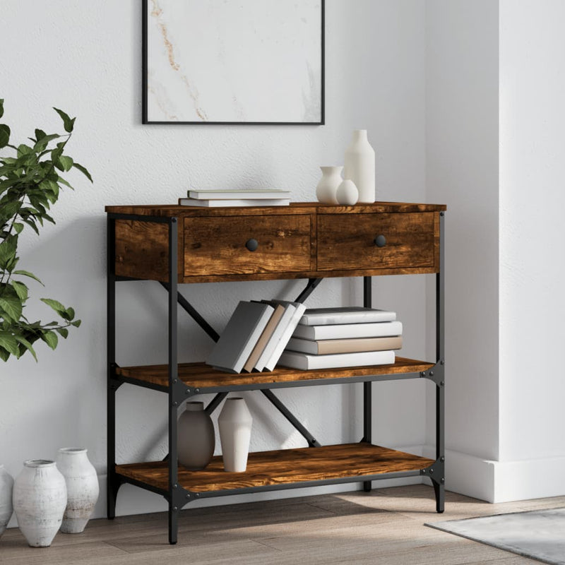 Wandtafel 75x34,5x75 cm bewerkt hout gerookt eikenkleurig MeubelReus