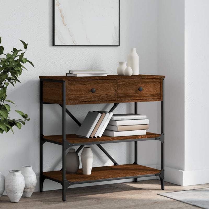 Wandtafel 75x34,5x75 cm bewerkt hout bruin eikenkleur MeubelReus