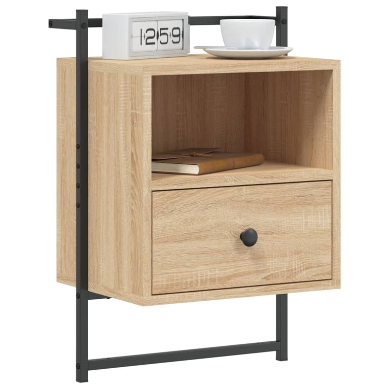 Nachtkastje wandgemonteerd 40x30x61 cm bewerkt hout sonoma MeubelReus