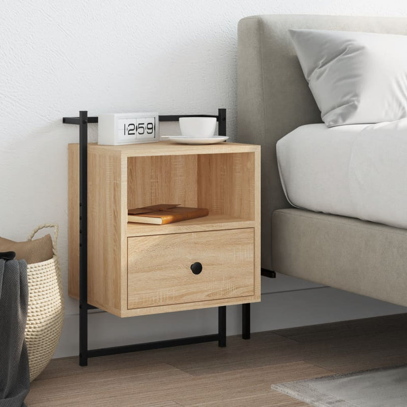 Nachtkastje wandgemonteerd 40x30x61 cm bewerkt hout sonoma MeubelReus