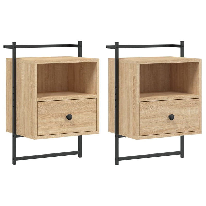 Nachtkastjes 2 st wandgemonteerd 40x30x61 cm hout sonoma eiken MeubelReus