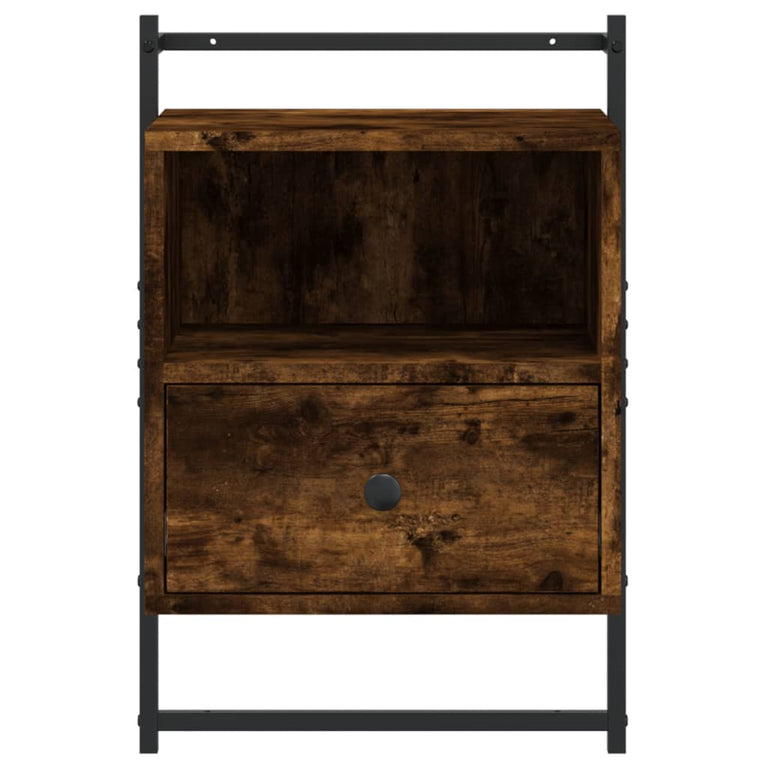 Nachtkastje wandgemonteerd 40x30x61 cm hout gerookt eikenkleur MeubelReus