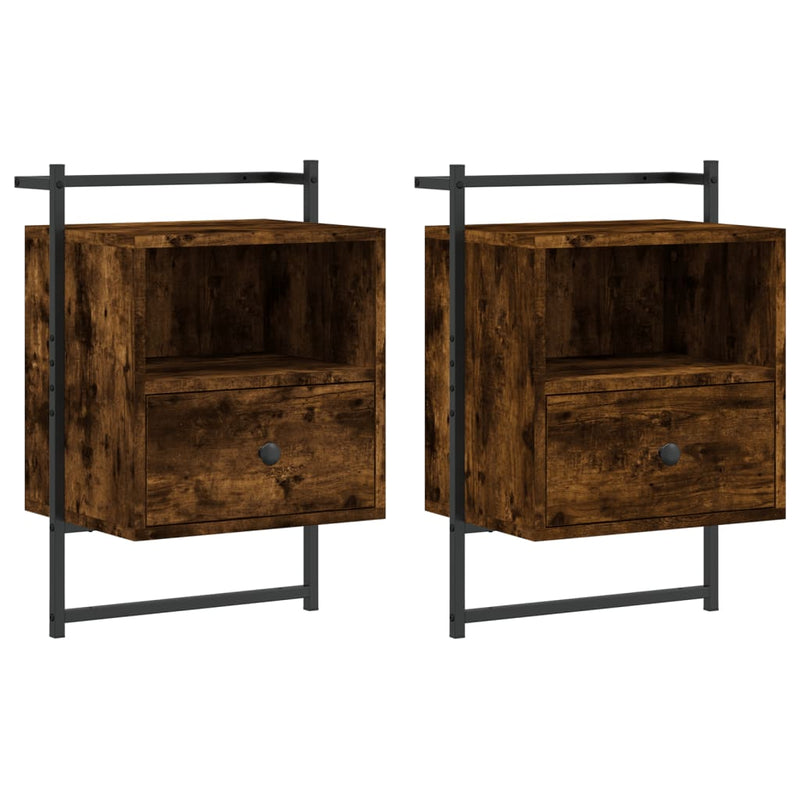 Nachtkastjes 2 st wandgemonteerd 40x30x61 cm hout gerookt eiken MeubelReus