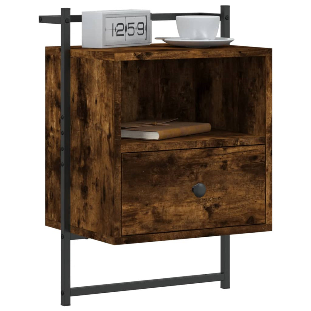 Nachtkastjes 2 st wandgemonteerd 40x30x61 cm hout gerookt eiken MeubelReus