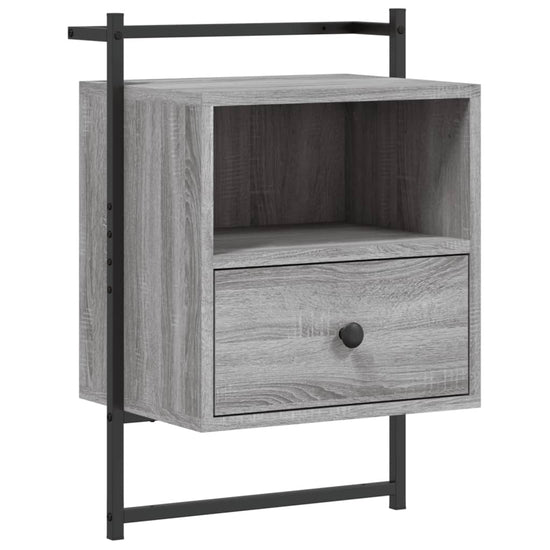 Nachtkastje wandgemonteerd 40x30x61 cm hout grijs sonoma eiken MeubelReus