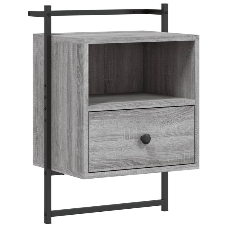 Nachtkastje wandgemonteerd 40x30x61 cm hout grijs sonoma eiken MeubelReus