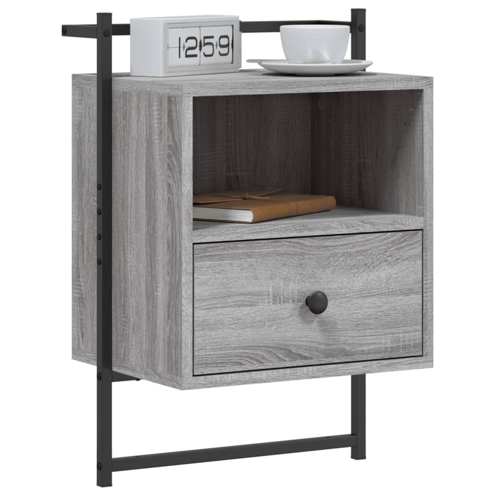Nachtkastje wandgemonteerd 40x30x61 cm hout grijs sonoma eiken MeubelReus