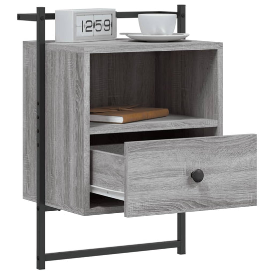 Nachtkastje wandgemonteerd 40x30x61 cm hout grijs sonoma eiken MeubelReus