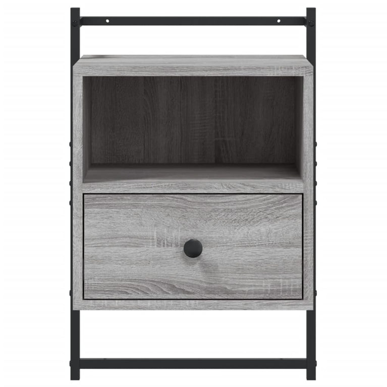 Nachtkastje wandgemonteerd 40x30x61 cm hout grijs sonoma eiken MeubelReus