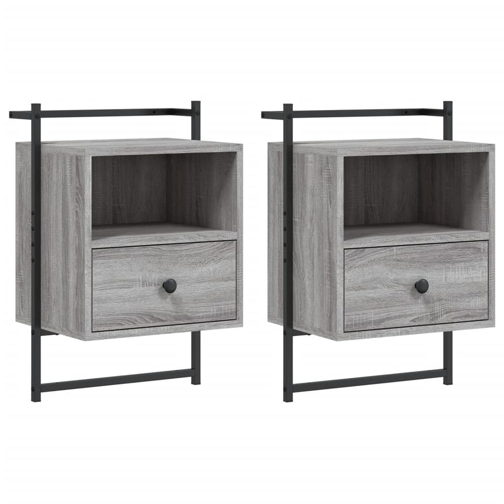 Nachtkastjes 2 st wandgemonteerd 40x30x61 cm hout grijs sonoma MeubelReus