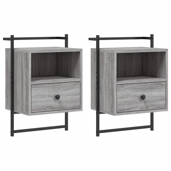 Nachtkastjes 2 st wandgemonteerd 40x30x61 cm hout grijs sonoma MeubelReus